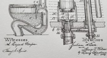 Dessin de l’invention de la chasse d’eau (1898)